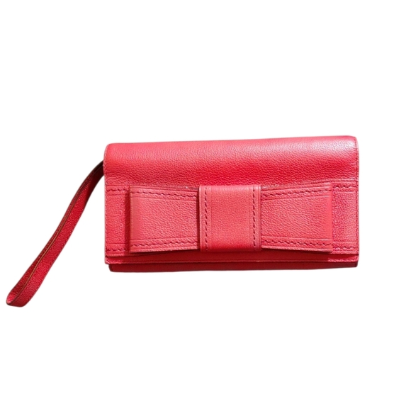 Kate Spade Convertable Red Bow  Wallet Women's Red Leather Wristlet - Picture 1 of 9